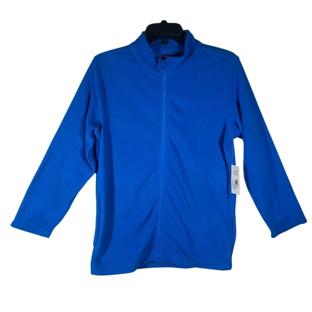 Liberty Valor Boys Blue‎ Full Zip Fleece Jacket Mock Neck XL 14/16 Pockets NWT